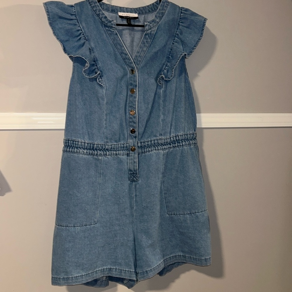 Eloquii Elements Chambray Flutter Sleeve Romper S… - image 1